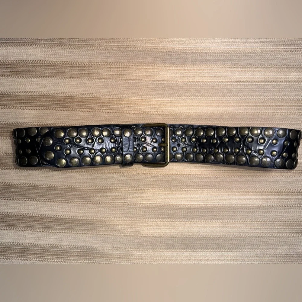 NANNI Brown Studded Leather Belt Made in Italy Sz 84/34. 39” - Picture 2 of 13